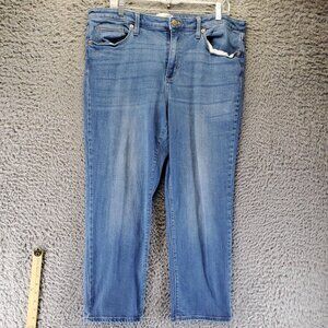 Universal Thread Jeans Womens 16 Blue High Rise Slim Straight Stretch Denim Crop
